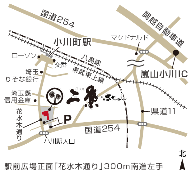 小川町駅/嵐山小川ICからの地図